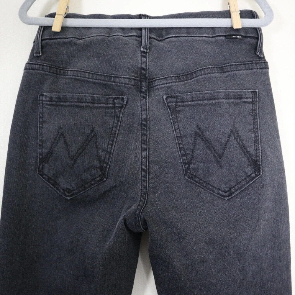 MOTHER Size 23 High Waisted Looker Ankle Fray Jeans Lighting Up Lanterns Black - Picture 8 of 11